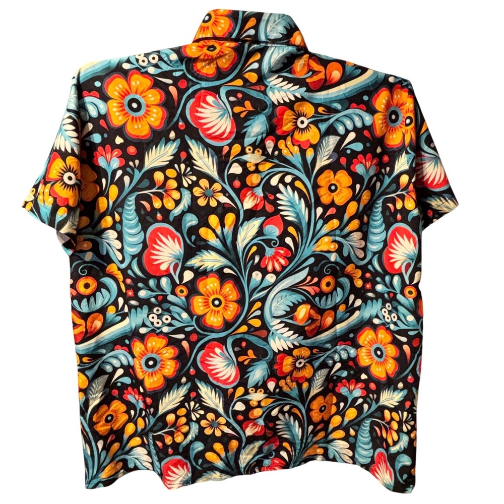 KYKU Mens 3XL Hawaiian Aloha Shirt Short Sleeve Black Floral Tropical‎ Button Up